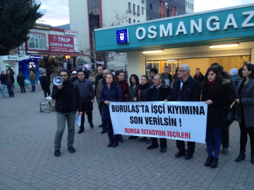 Bursaray gişe işçileri işçi kıyımlarını protesto etti