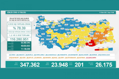 Son 24 saatte 23 bin 948 yeni Kovid-19 vakası tespit edildi