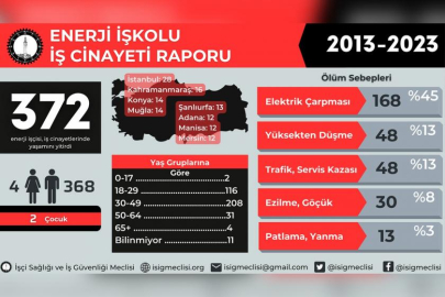 İSİG: Enerji işkolunda son on yılda en az 372 işçi çalışırken hayatını kaybetti